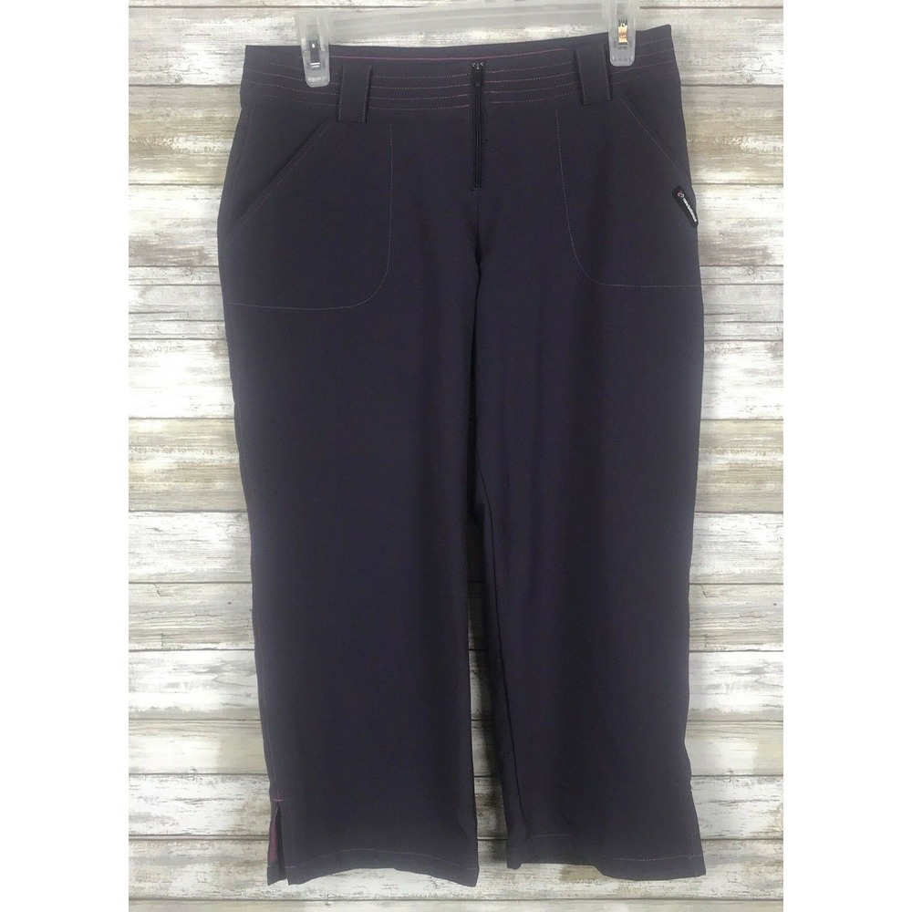 New Balance Womens Cropped Capri Small‎ Purple Super Stretch Zip Waist Capri